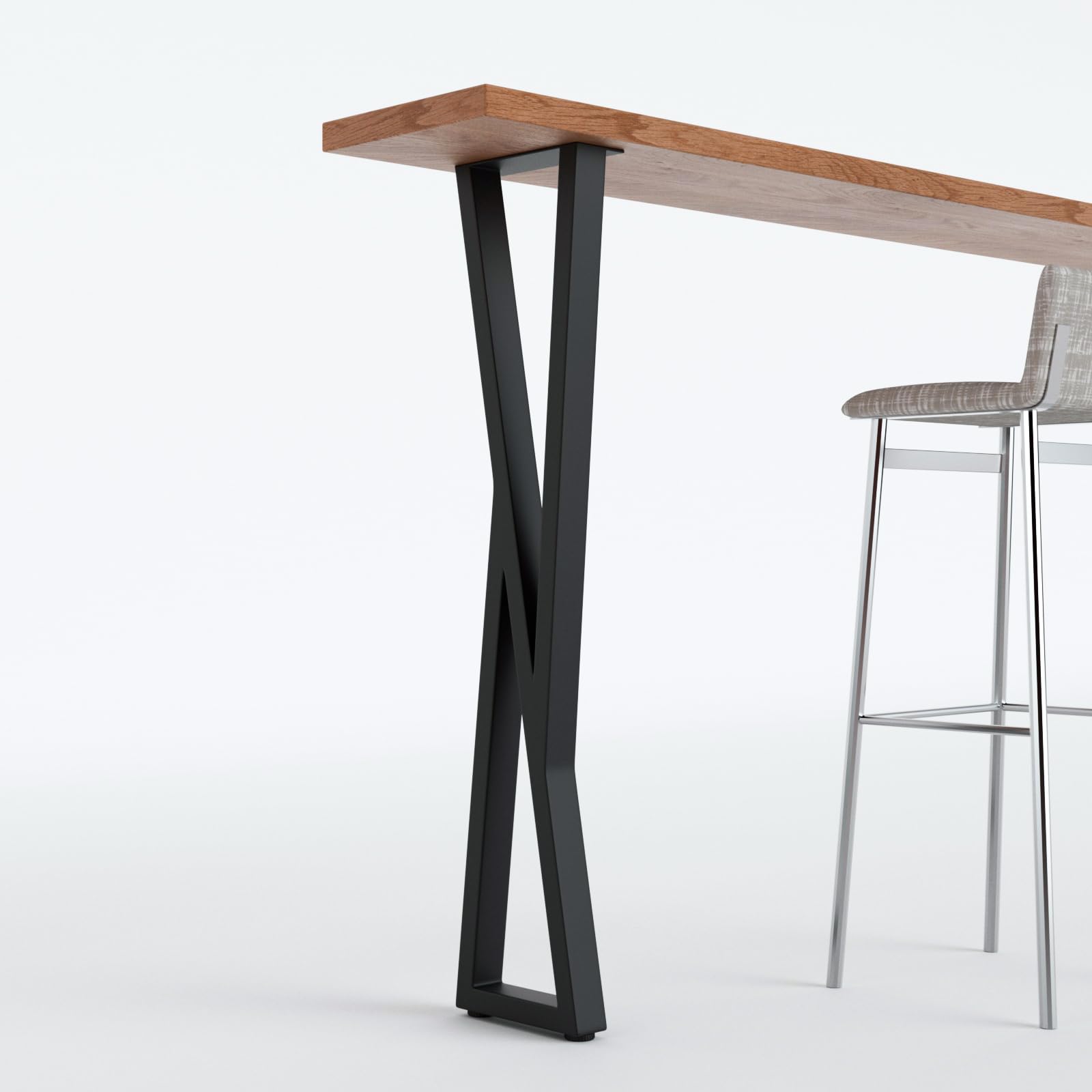 Homtone 2PCS Heavy-Duty Breakfast Bar Legs, 105cm Industrial Metal Table Legs for High Tables, DIY Furniture Projects, Black (H105xW22cm-X-Shape)