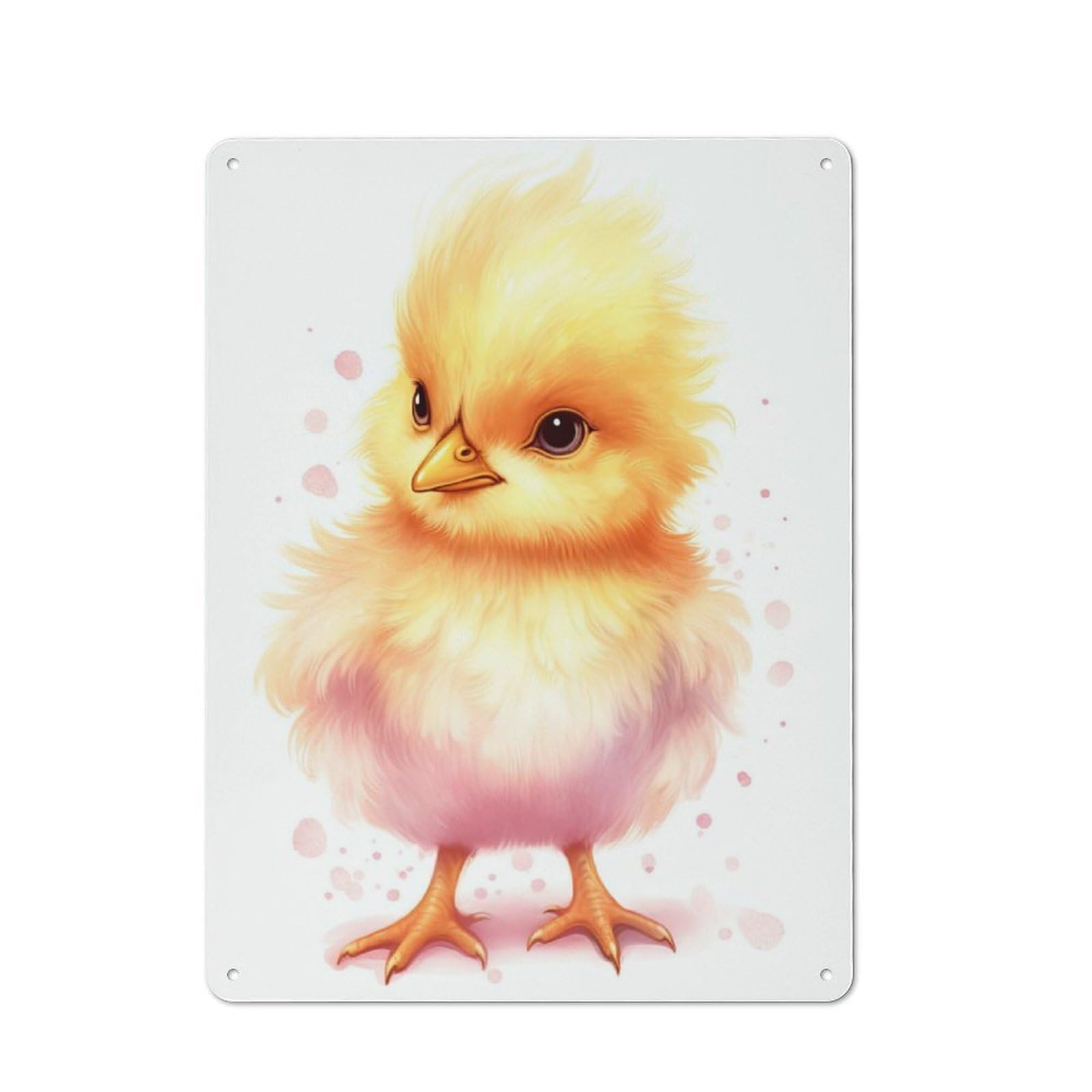 Junmoney Watercolor Baby Chicken Tin Wall Plaque 40X30cm With For Living Room Wall, Gift For Feature Wall Decorators During The Christmas Season