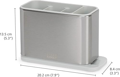 Miniatura 4 de Joseph Joseph Escurridor de fregadero de superficie, soporte para utensilios de cubiertos con base de drenaje, almacenamiento de cocina, acero