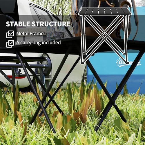 Outsunny Folding Camping Table, Lightweight Metal Picnic Table with Carry Bag, Foldable Table for Outdoor Camping, Picnic, Hiking, BBQ, Fishing, Black - Image 4