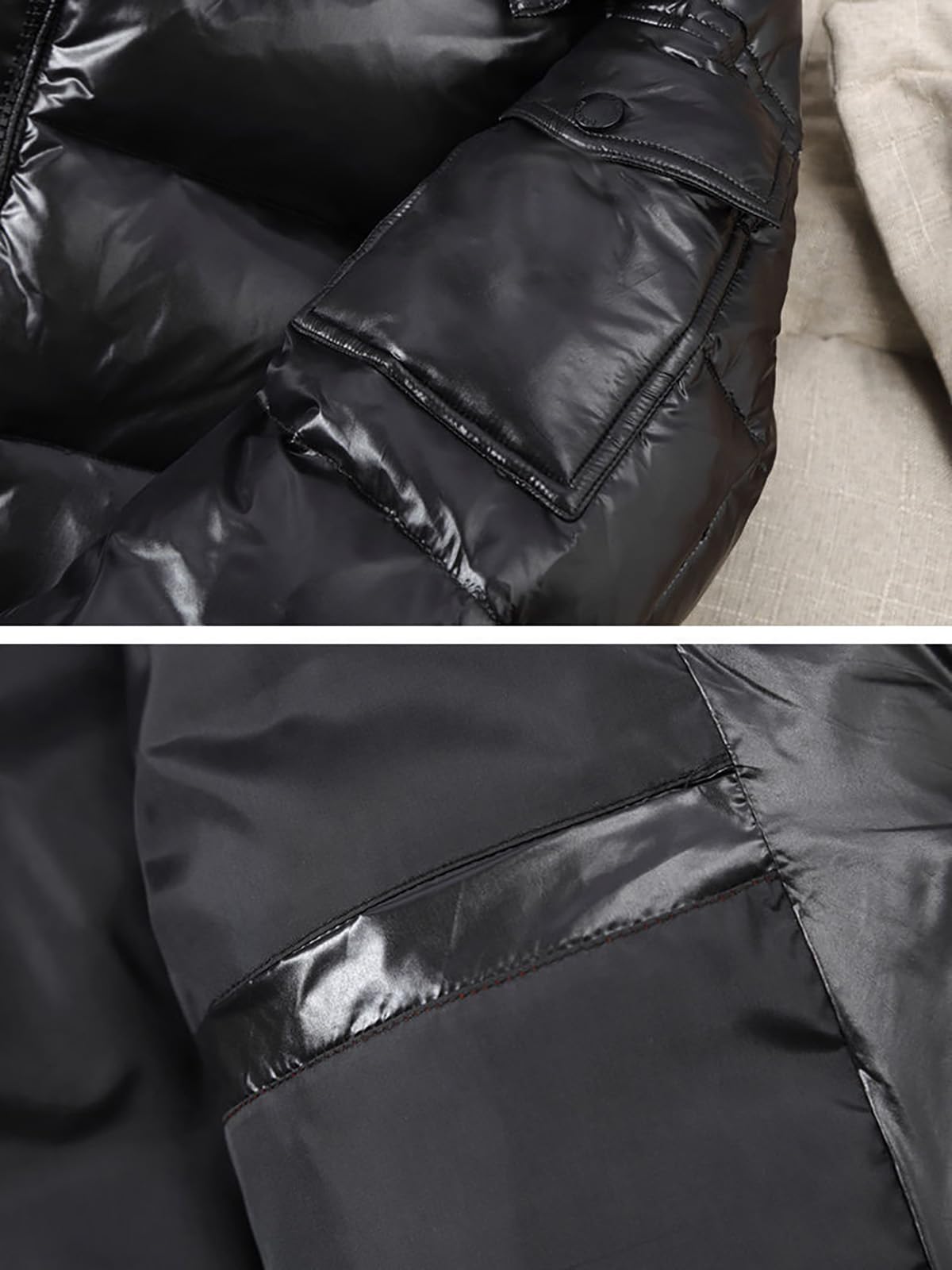 Doudoune matelassée lourde pour homme, veste de sport brillante avec capuche