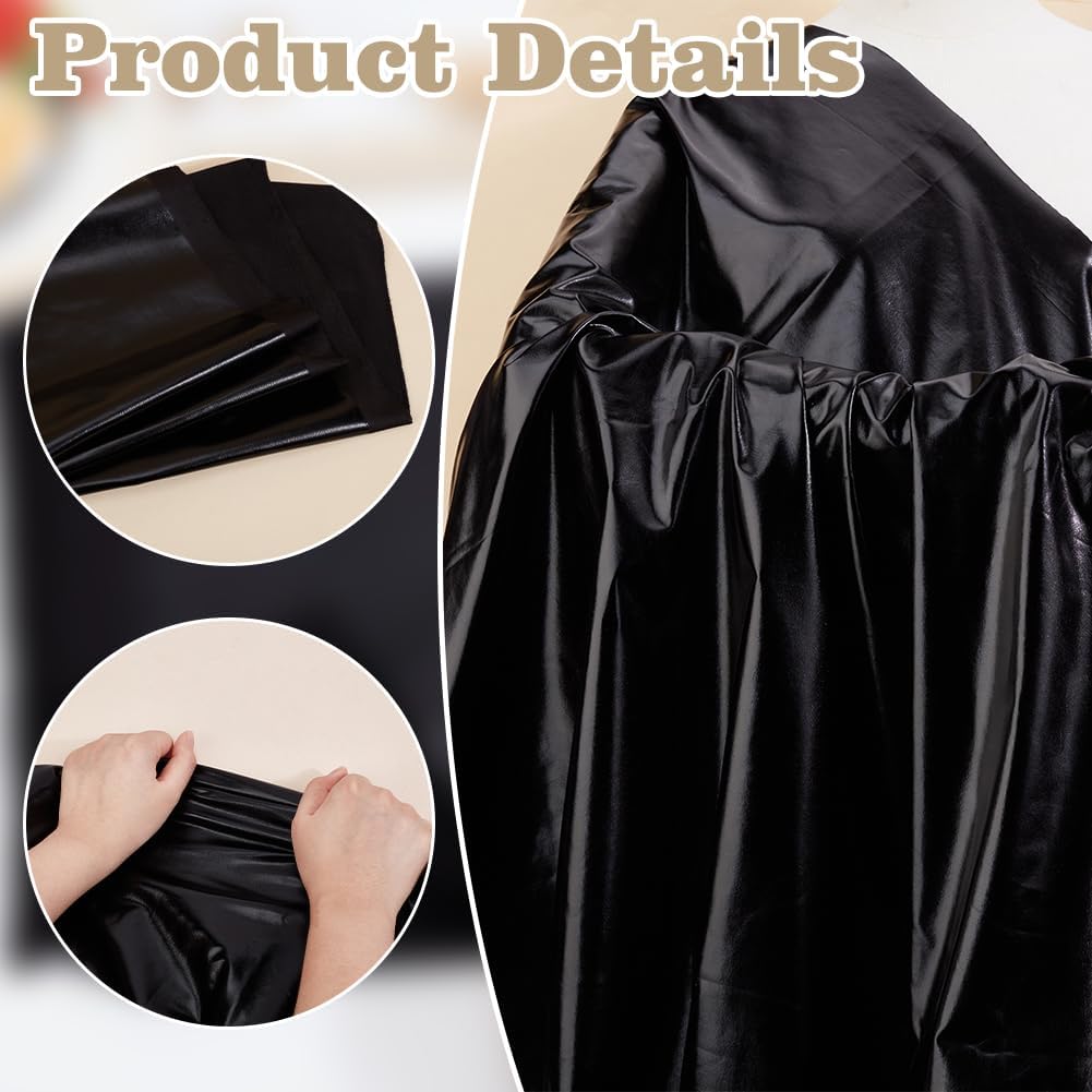PH PandaHall 1 Yard Black Metallic Foil Lame Spandex Fabric 59 Inch Wide Stretch Shiny Fabrics Foil Spandex Fabric for DIY Sewing Crafting Event Decoration Cosplay Costumes Package
