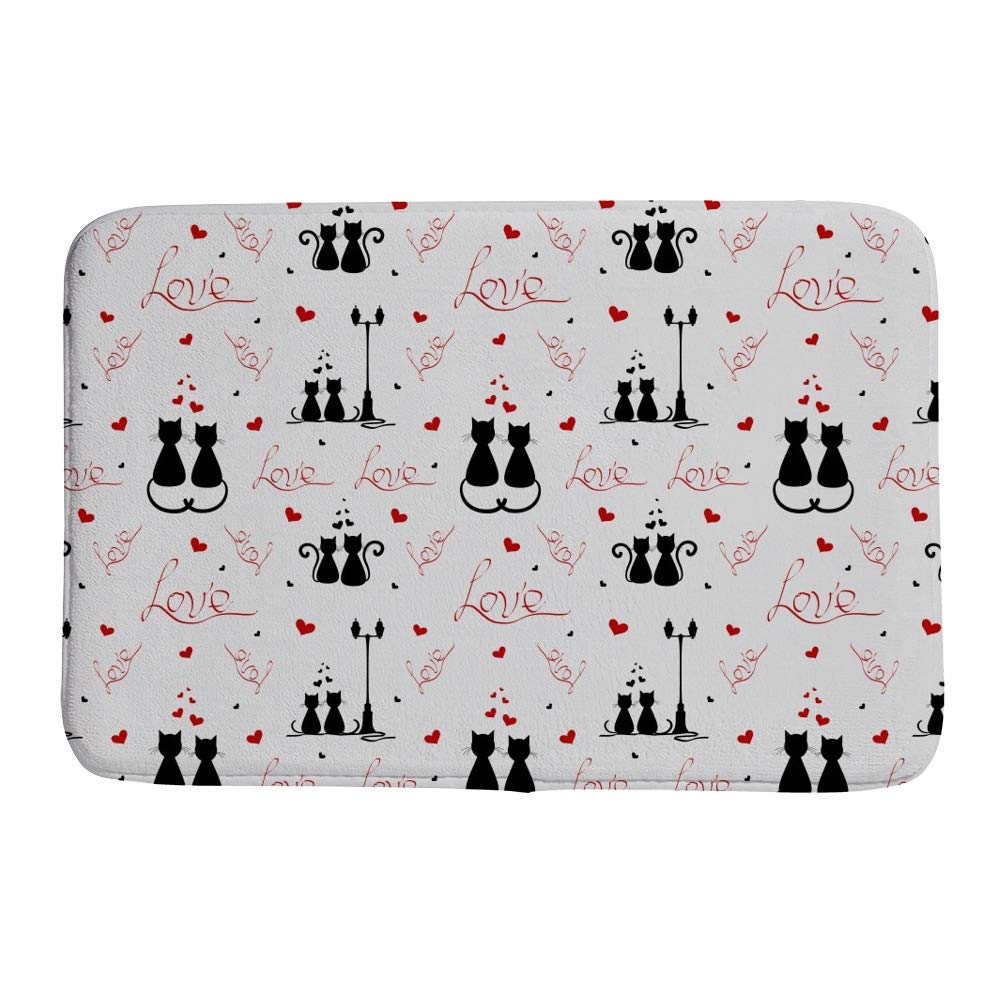 Alfombrilla de baño decorativa con diseño de dos gatos en terciopelo coral