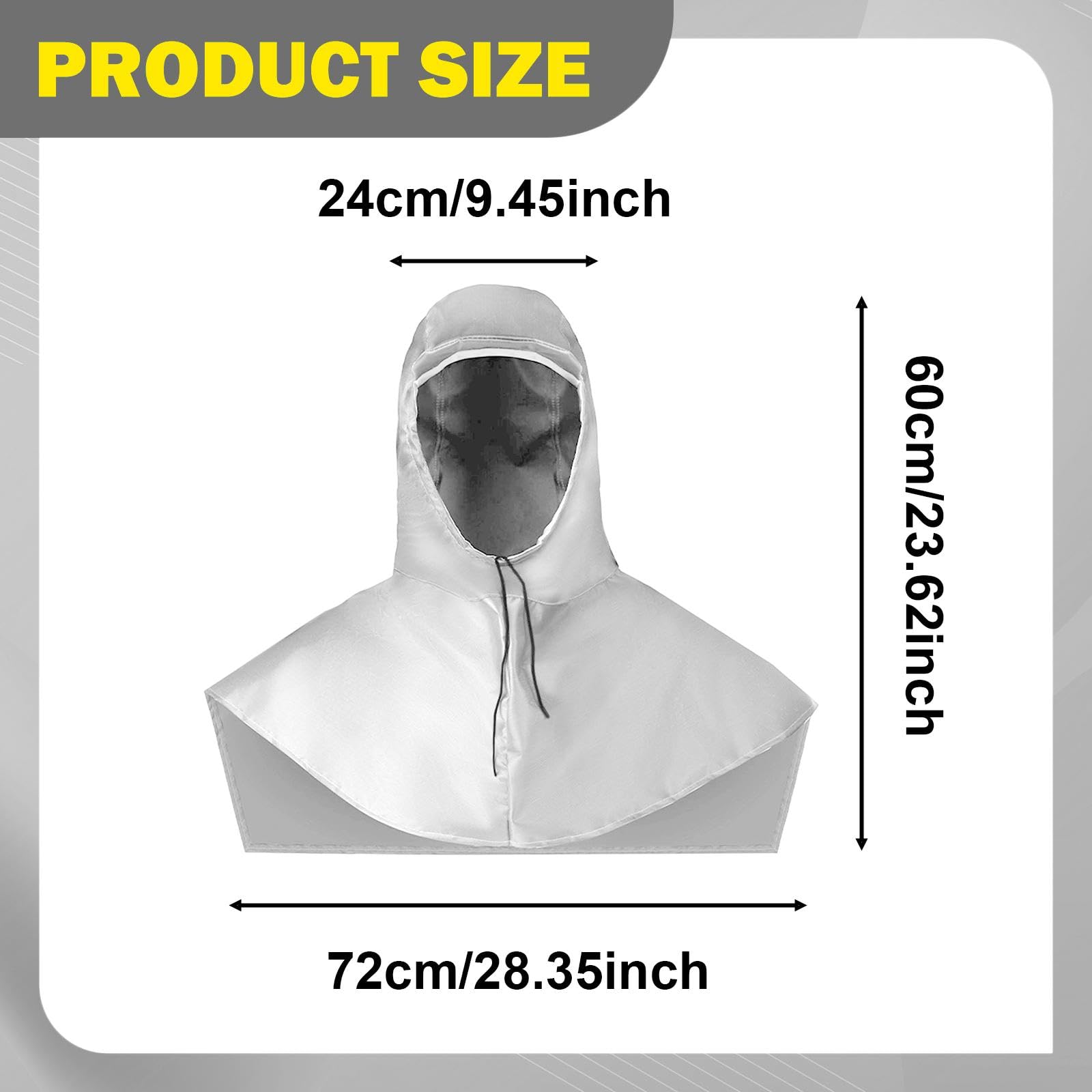 Chapeau Étanche Cape Protectrice à Capuche Casquette Anti-éclaboussure Protection Complète PVC Épais Mouvement Libre Convient pour Adultes Travaux Ate, Gris
