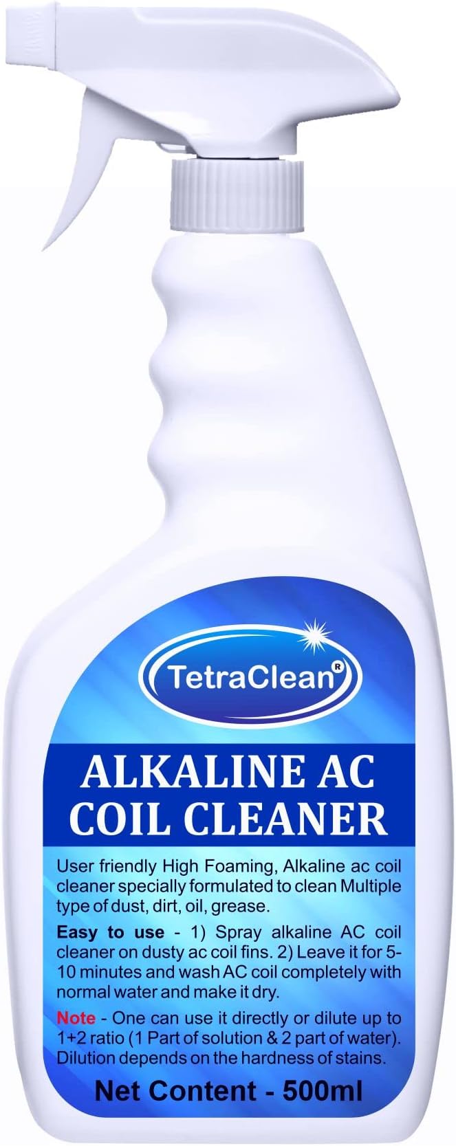 Tetraclean Alkaline Based AC Coil Cleaner|High Foaming Coil Cleaner Liquid| Air Conditioner Instant Cleaning Liquid|Alkaline Coil Cleaner Compatible with Commercial & Residential AC / 500ml