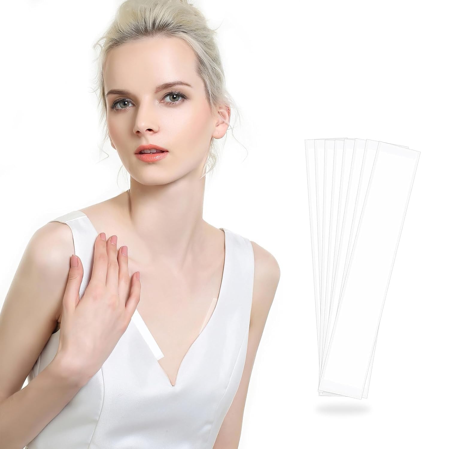 36 Strips Double Sided Body Tape for Women - Invisible & Clear Fabric Tape for Clothing, All-Day Strength Adhesive for Skin & Clothes, Fashion Tape for Dresses, Tops & More
