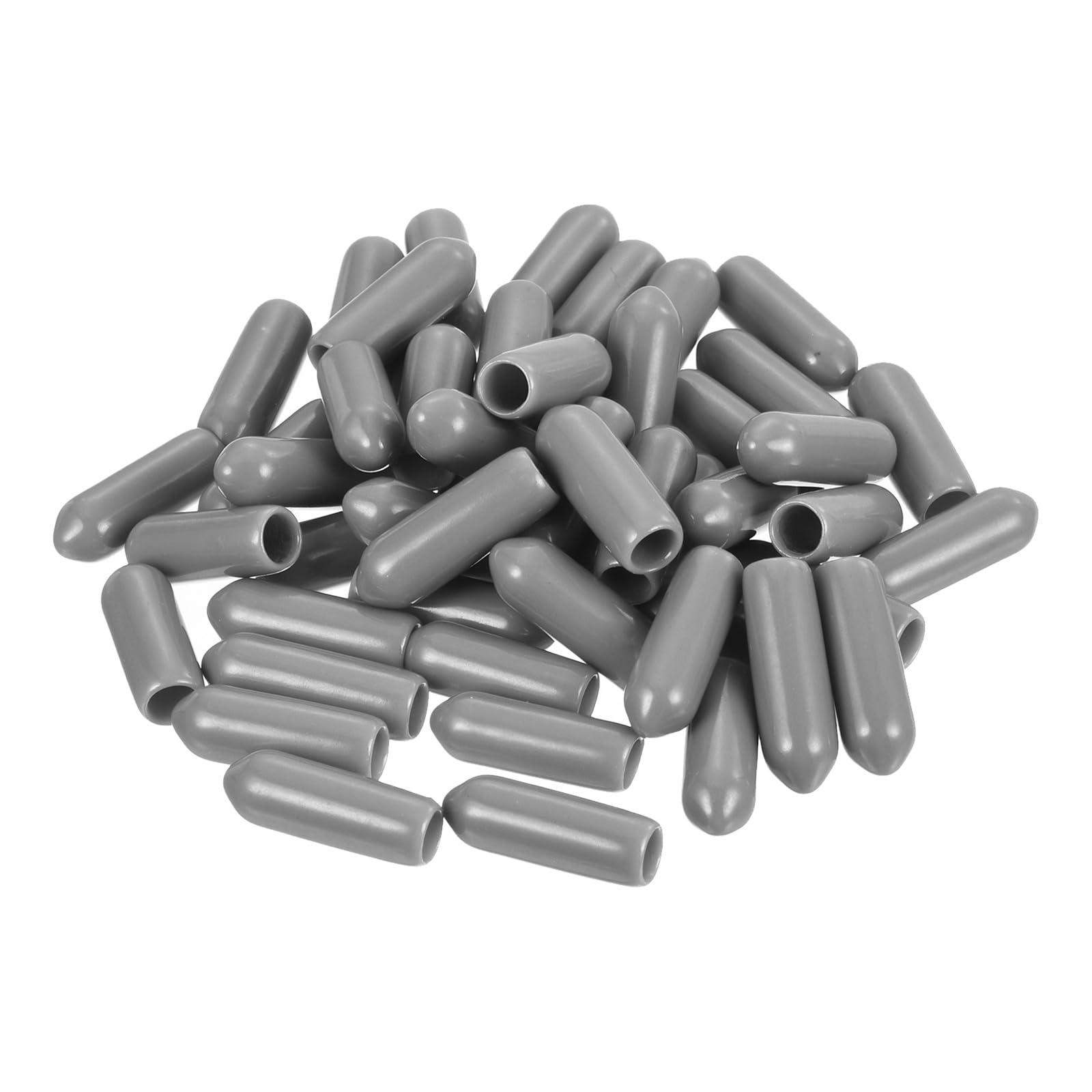 uxcell 100pcs Rubber End Caps Protective Caps 4.5mm ID Vinyl PVC Round Tube Bolt Cap Cover Screw Thread Protectors Light Grey