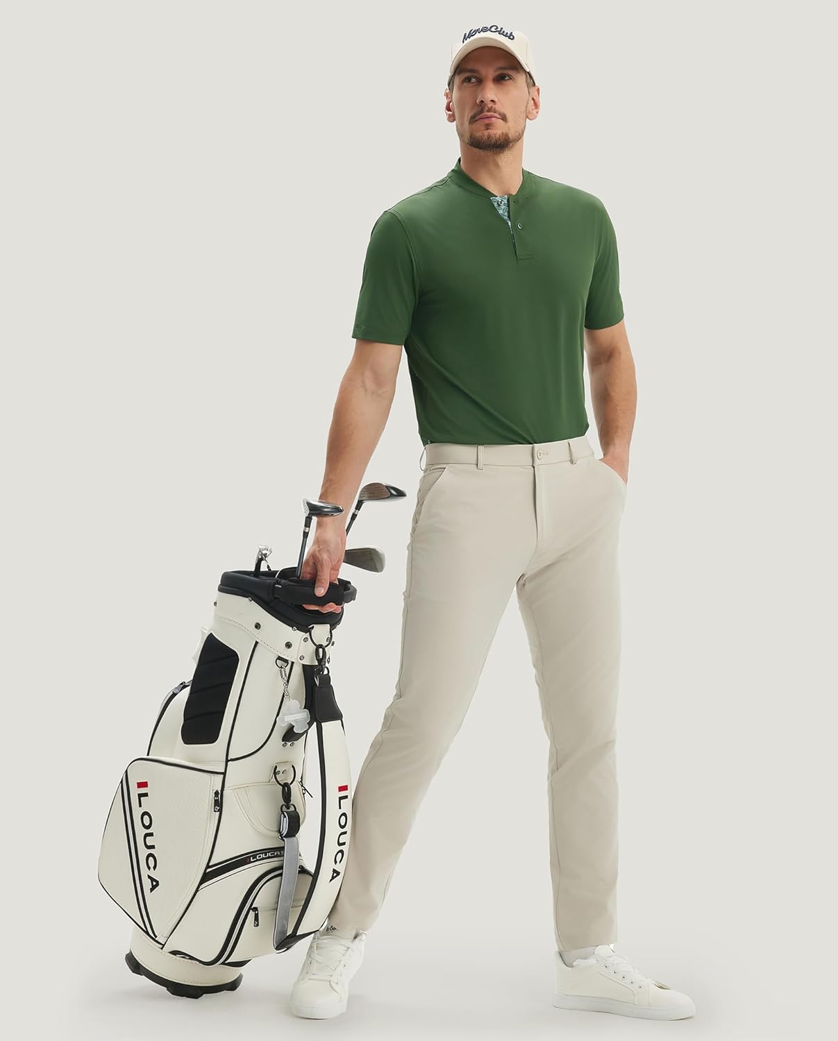 M MAELREG Mens Golf Shirts Collarless Performance Dry Fit Moisture Wicking Casual Solid Short Sleeve Henley Shirts for Men