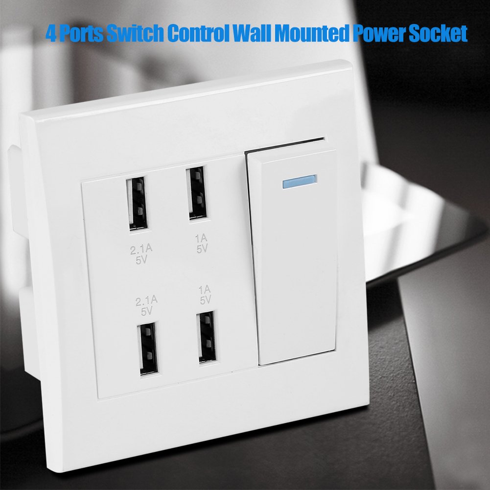 Outlet With Usb Qiilu USB Wall Mounted Socket, USB Wall Power Socket,4 ...