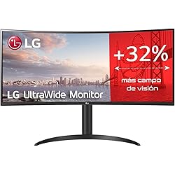 LG 34WP65C-B - Monitor Gaming UltraGear Curvo 34 pulgadas, Panel Nano IPS: 3440x1440p, 21:9, 250 cd/m², 1000:1, 160Hz, entradas: DPx1, HDMIx1, USB-Ax3, Color Negro