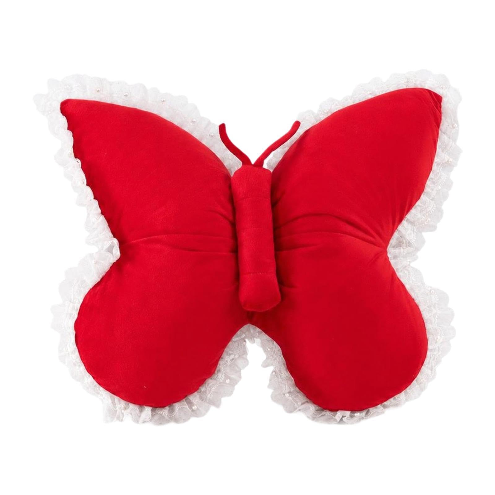 Peluche a Forma di Farfalla, Morbido Cuscino per Seduta, Cuscino Decorativo a Forma di Farfalla per Natale, Divano O Mettere Ne, Rosso