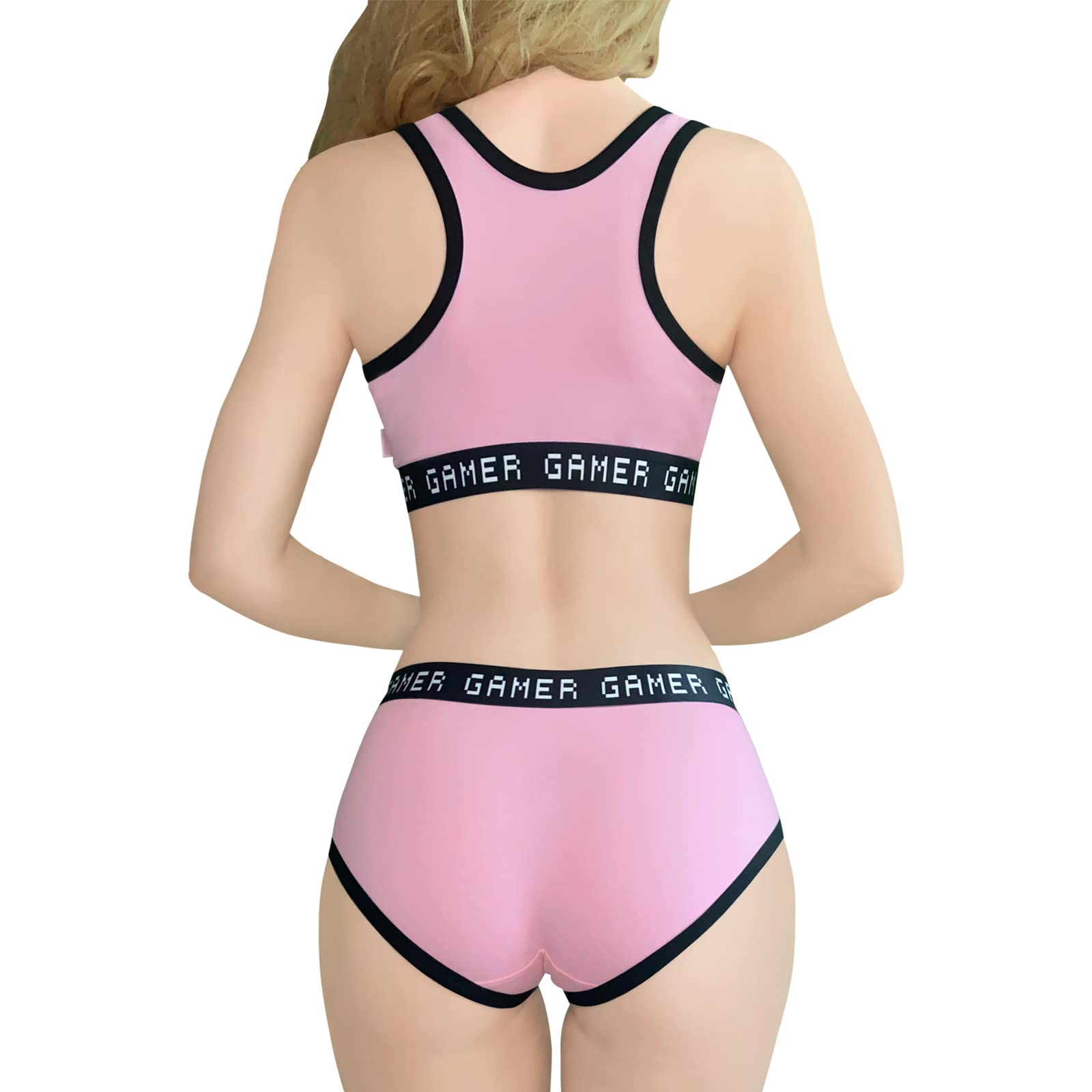 Littleforbig Women Cotton Camisole and Panties Sports loungewear Bralette Set - Playgirl: X-Small Pink