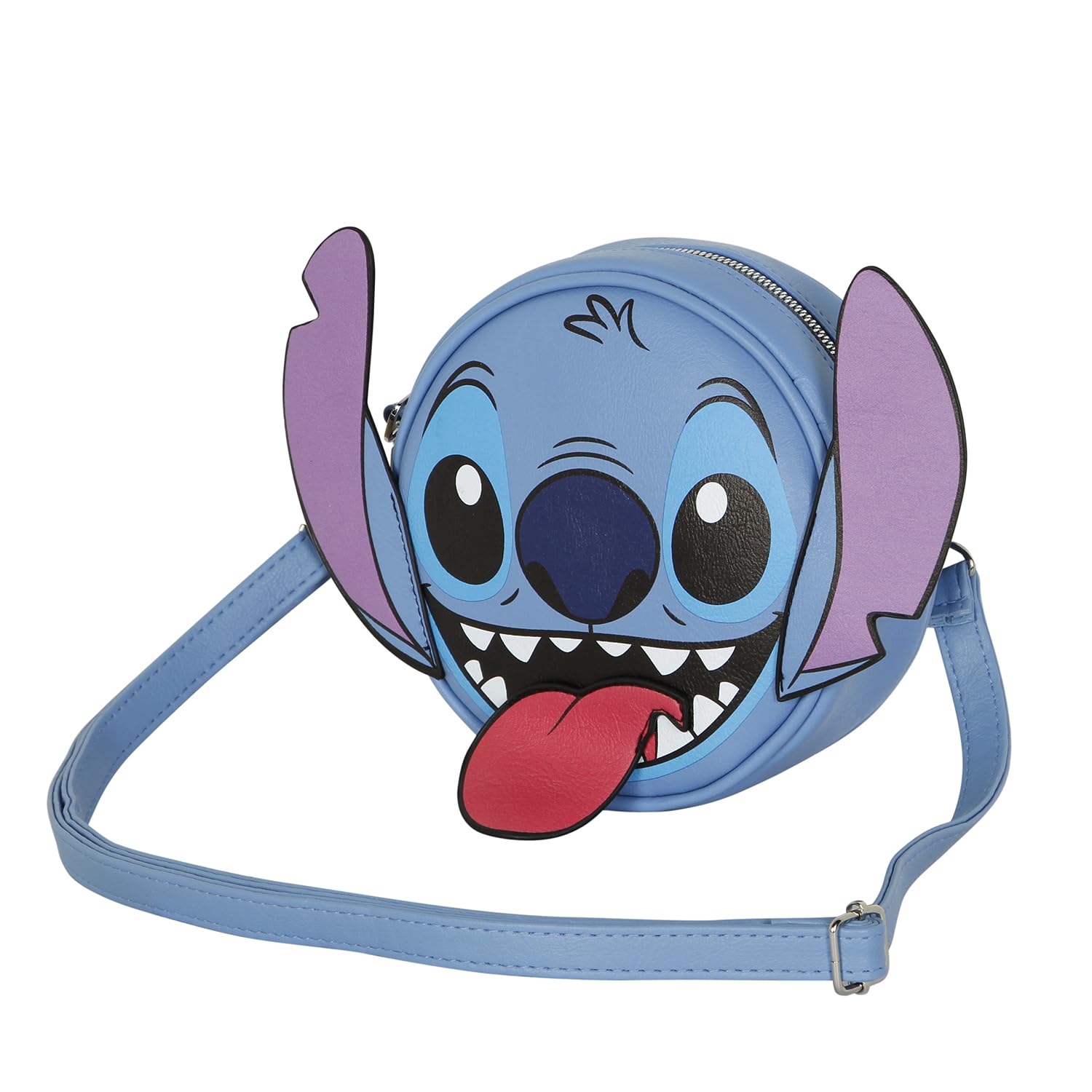 Disney Lilo and Stitch Tongue-Round Shoulder Bag, Blue, 18.5 x 18.5 cm
