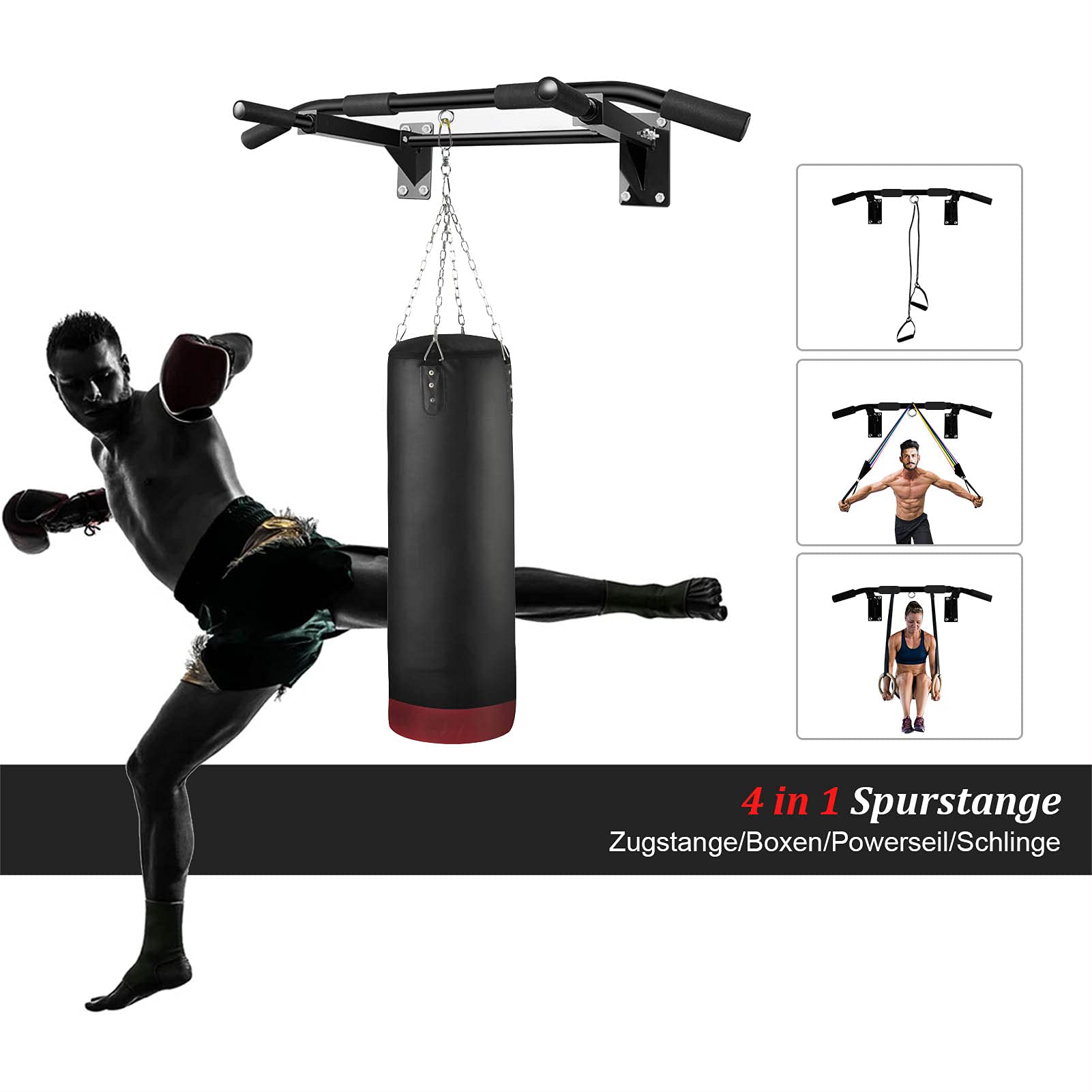 Trintion Klimmzugstange Türrahmen Wand Pull Up Bar Wandmontage Trainingsgeräte Freistehend Türstange Dip Station für Zuhause Home Gym Belastbarkeit bis 300 bl