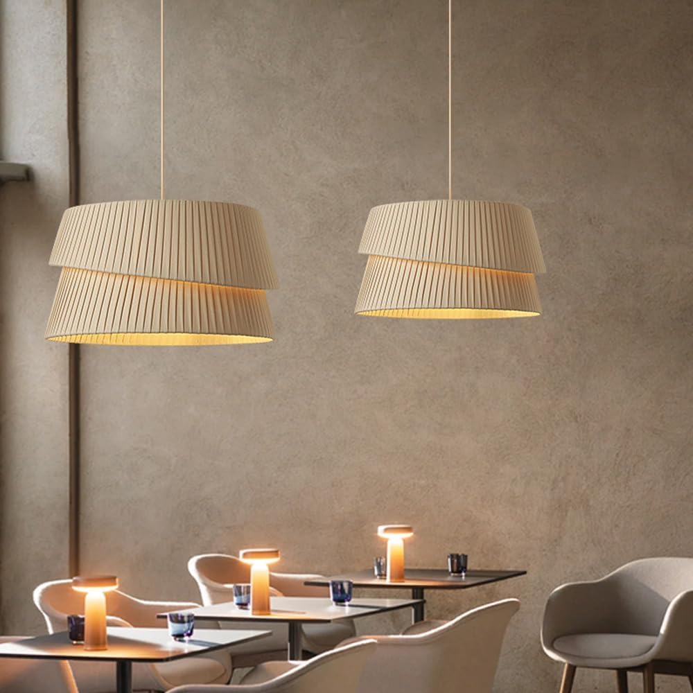 Żyrandol z tkaniny Led w stylu francuskim, lampa wisząca do salonu, jadalni lub sypialni, nordycka minimalistyczna ręcznie robiona tkanina wisząca / 55 cm