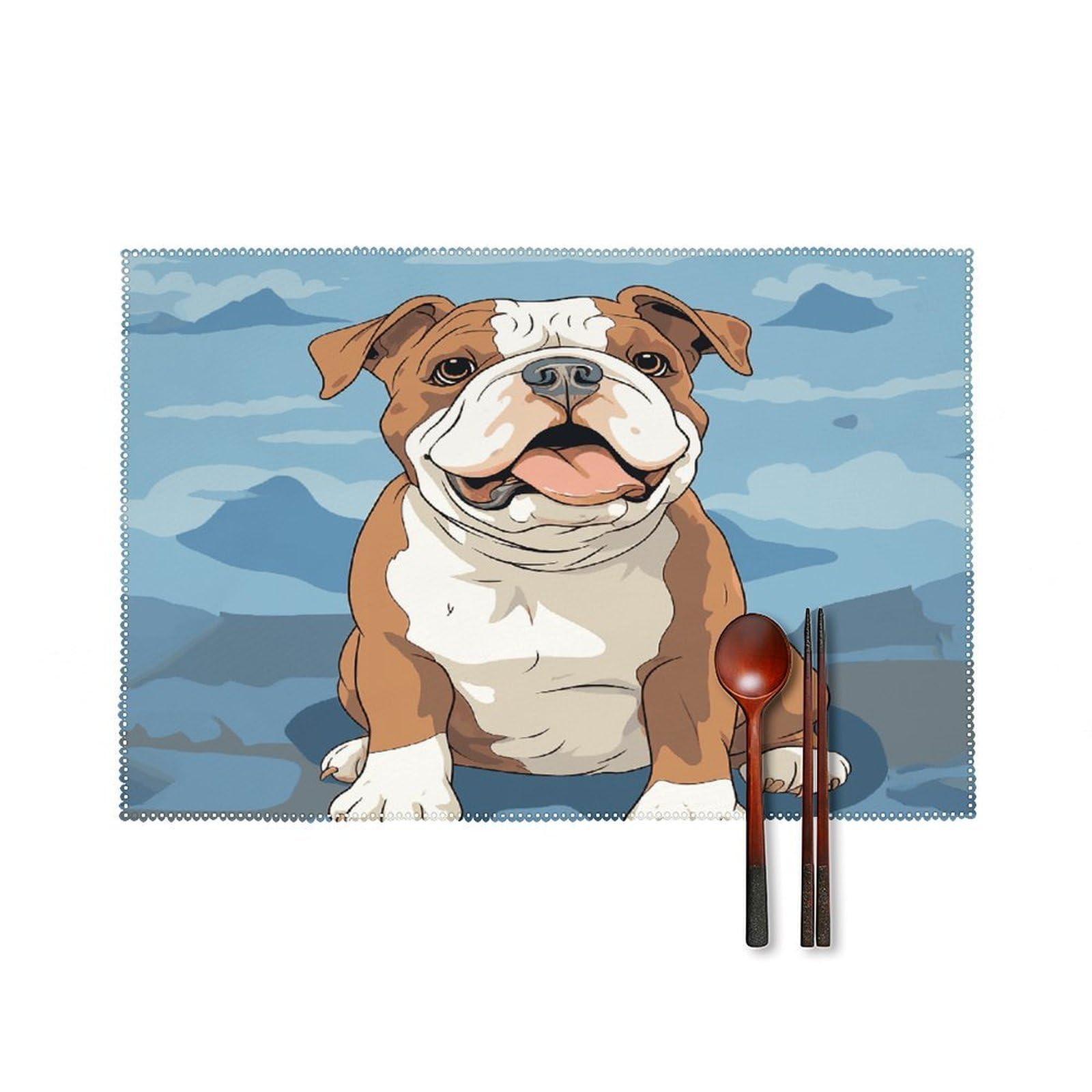 Fodpand Style English Bulldog Seamless Placemats Set Of 4 Place Mats Table Mats
