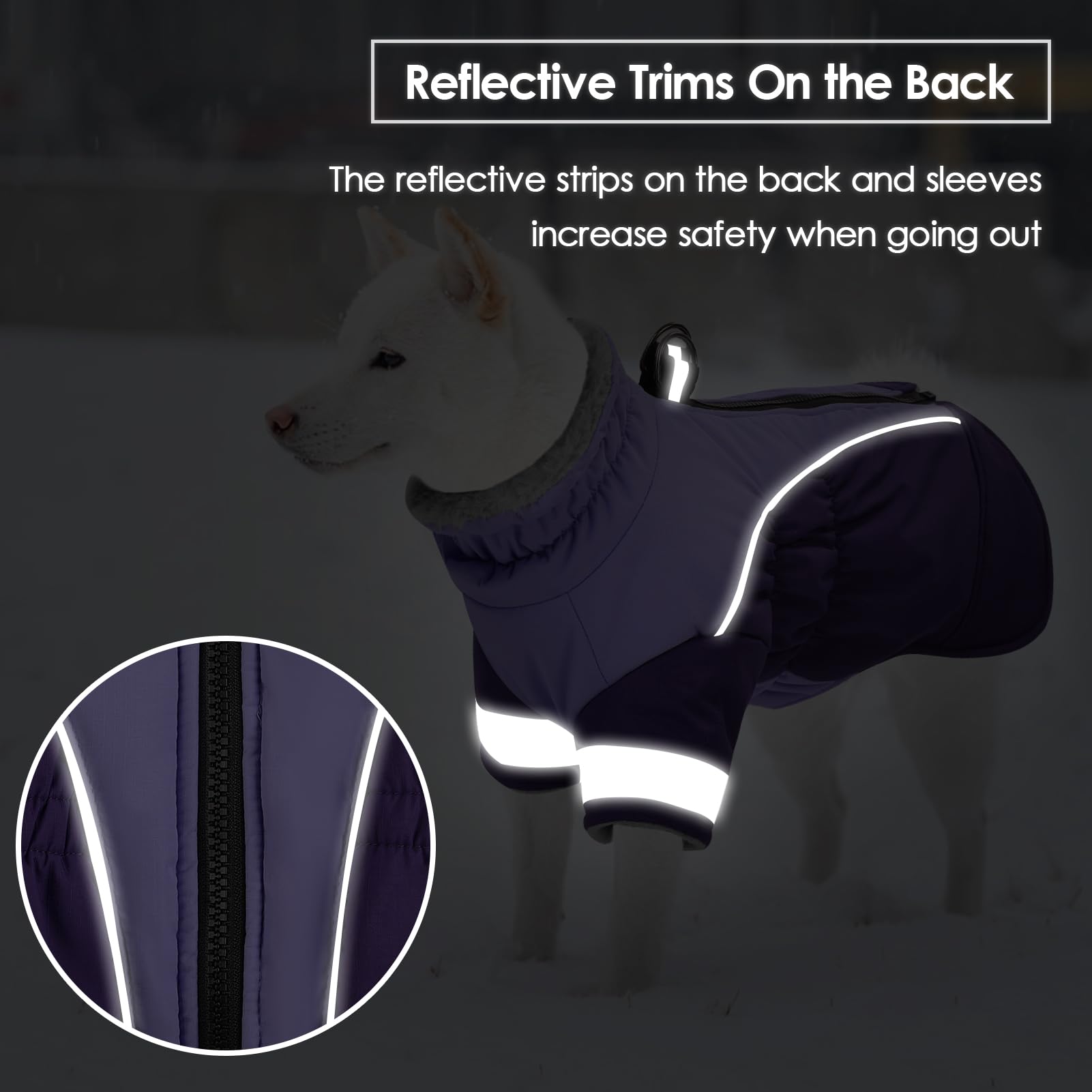 SUNFURA Cappottini per cani caldi a collo alto, giacca invernale per cani, a due gambe, foderata in pile, riflettente per cani, per la stagione fredda, impermeabile, con imbracatura, per cani di