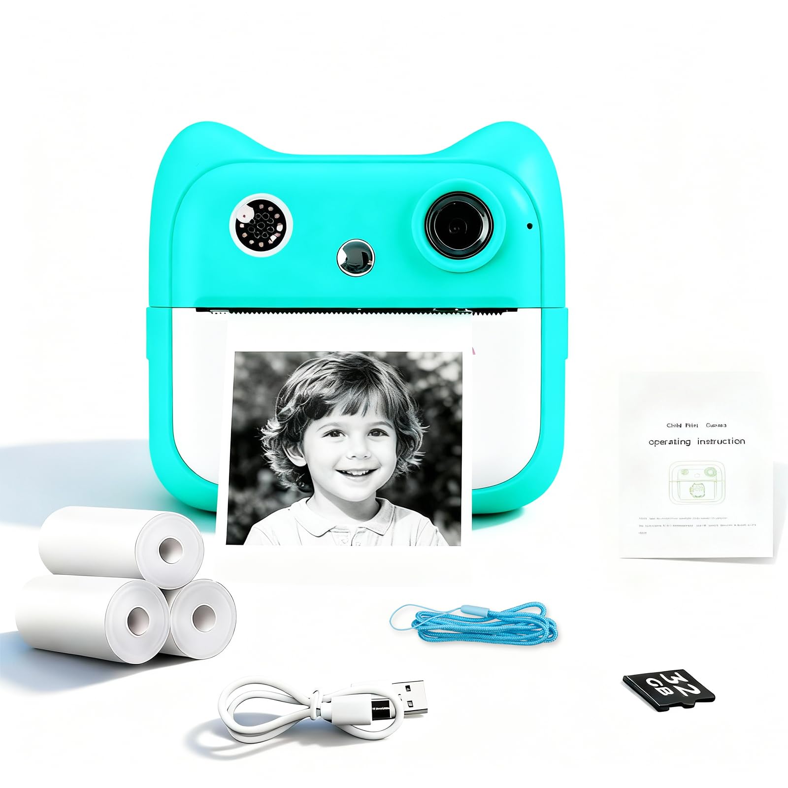 Cute Instant Print Camera for Kids for Girls and Boys Age 3-12, Fun HD Digital Video Camera Toy with 32GB SD Card, Pink (A25, Blue)