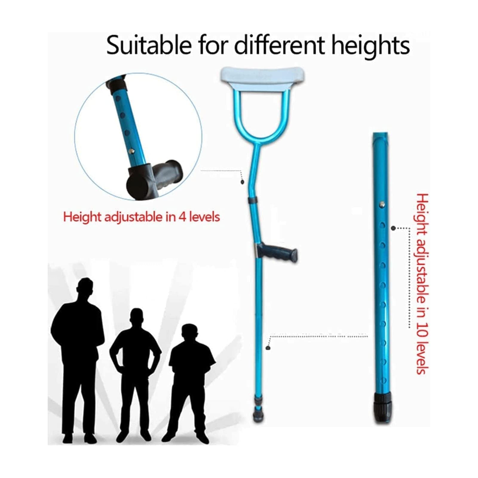 Seguridad Muletas Bastones Plegables para Axilas, muletas Ajustables, Bastones portátiles de Aluminio para Caminar, Capacidad de muleta médica, bastón para Caminar de 220 Libras Cómodo