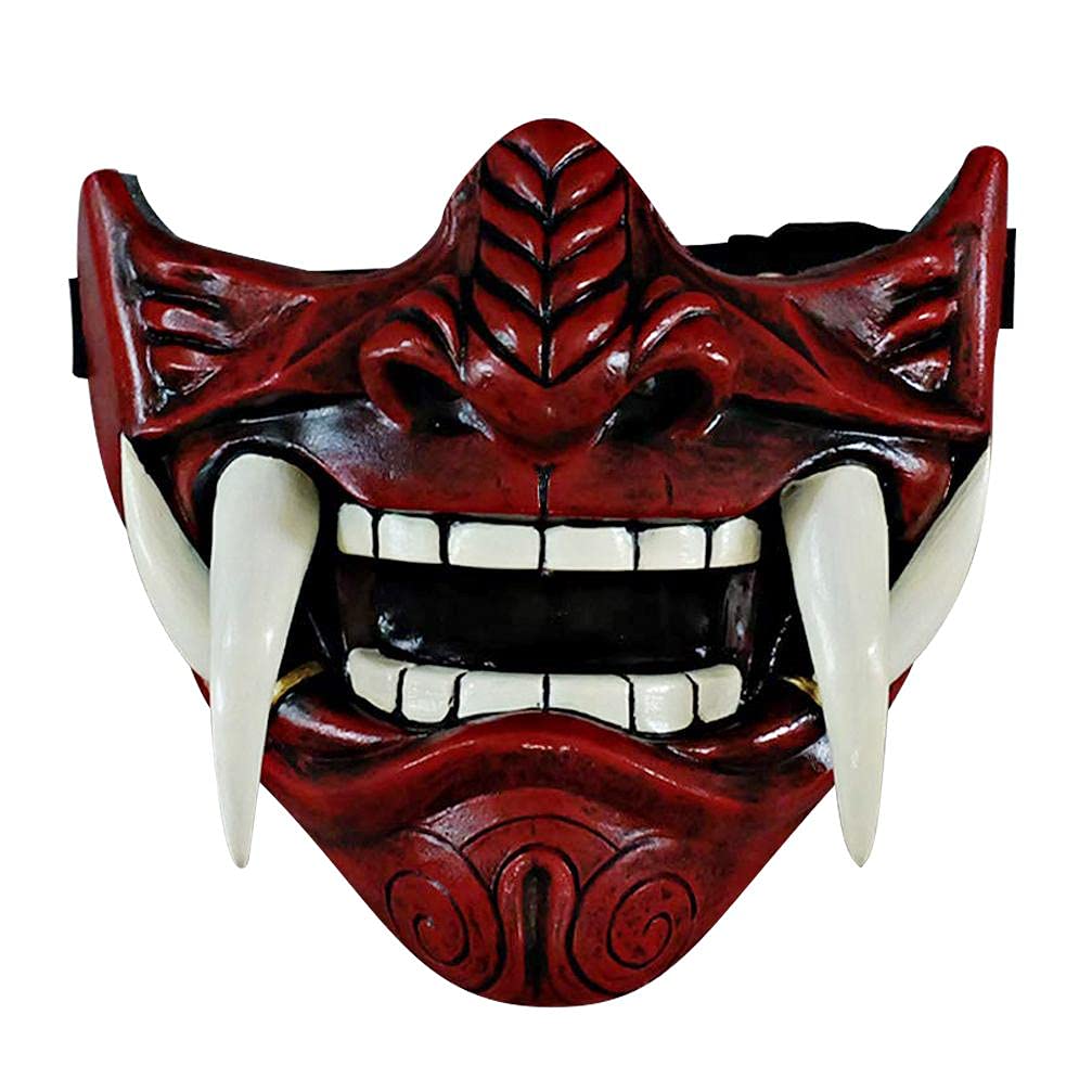 spier Halloween Mask- Japanese Samurai Prajna Mask, Demon Samurai Half Mask Cosplay Costume Props