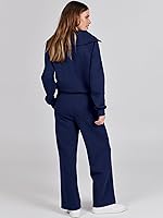 Vista 4 de ANRABESS Women 2 Piece Outfits Sweatsuit Set 2023 Fall Oversized Half Zip Sweatshirt Wide Leg Sweatpant Lounge Set Tracksuit