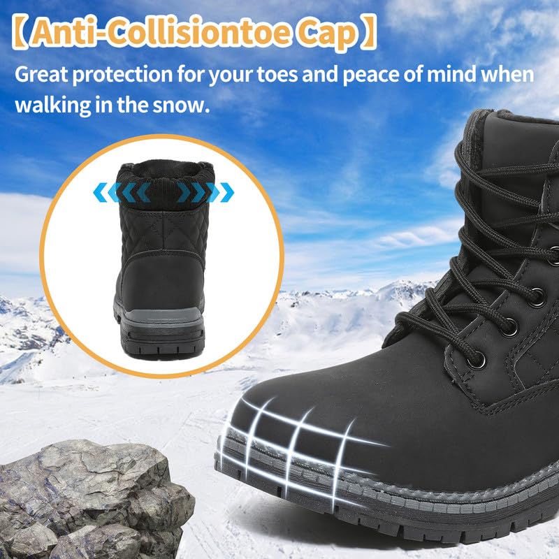 ziitop Winterschuhe Damen Schneestiefel Damen Kurzschaft Stiefel Wasserdicht Warm Gefüttert Winterstiefel Bequem rutschfeste Winterstiefel Outdoor Schuhe (Schwarz 38EU)
