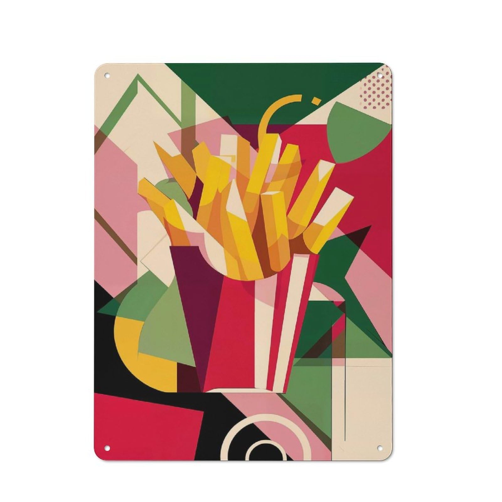 Junmoney Style-18 Shed Style Decorative Metal Plaque 40X30cm Featuring Cubist Fries Bauhaus, Porch Wall Decor For Patio Bar, Workshop, Shed Or Kitchen