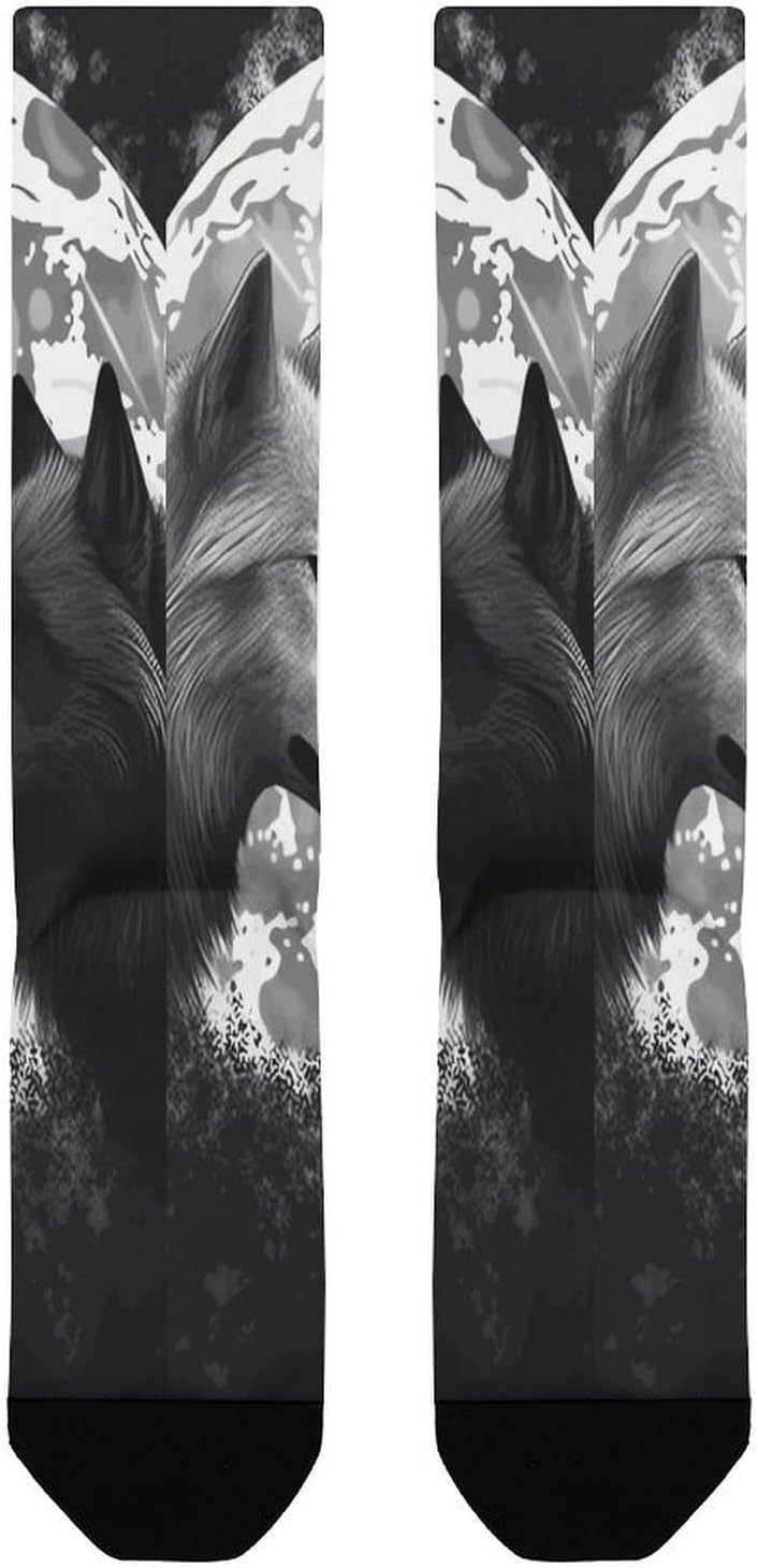 Wolves Moon Knee High Soccer Socks Moisture Wicking