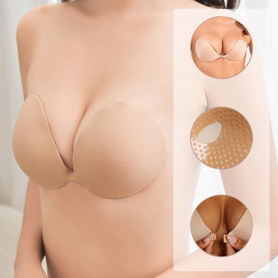 Reggiseno Regolabile con Reggiseno Regolabile per la Raccolta del Seno Laterale con Piega Laterale Sottile da Donna, Senza Spalline, in Pizzo Reggiseno Taglia 34e