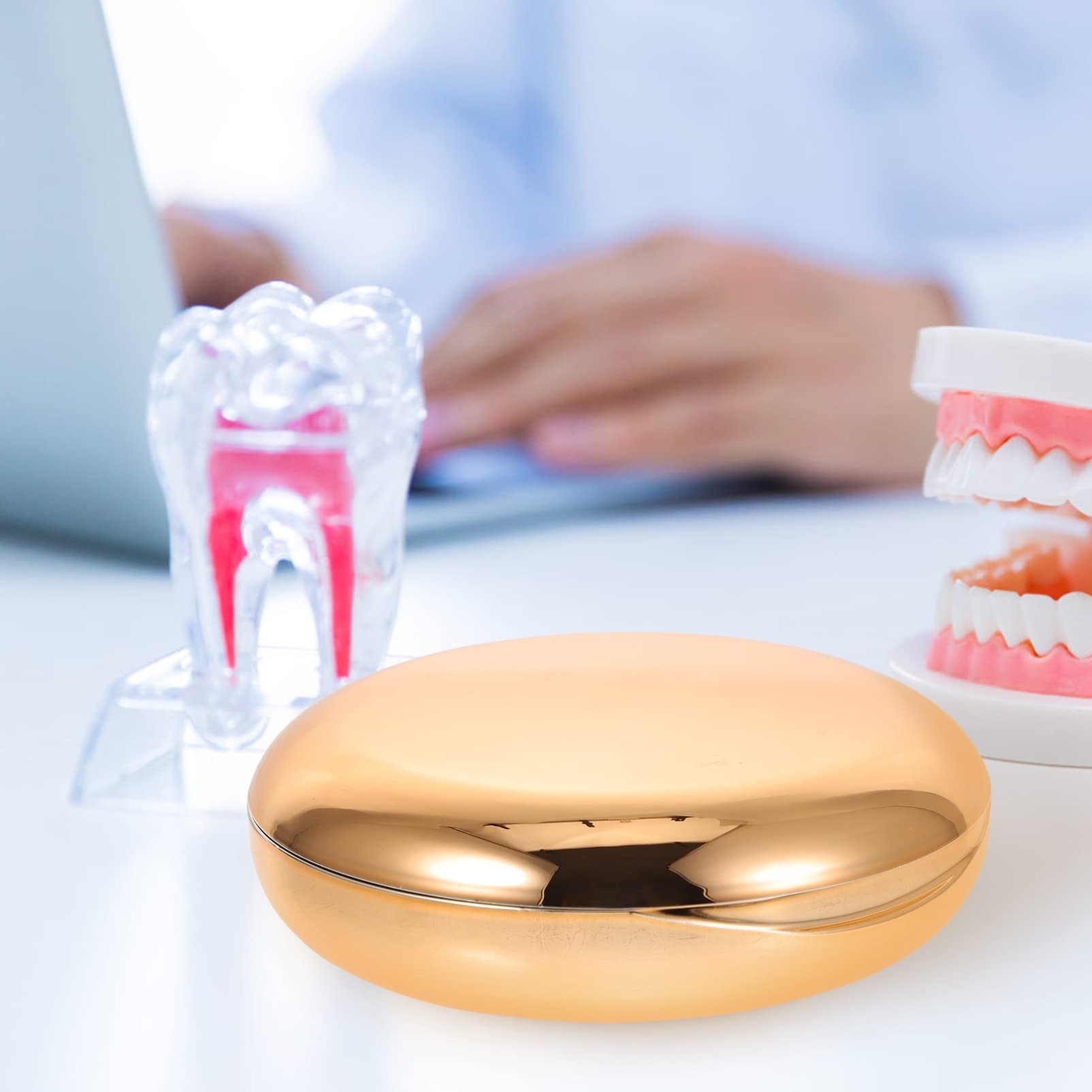 HEALLILY Zahnprothese Box Zahnspangendose mit Spiegel Prothesendose Zahnprothesendose Gebissdose Prothesen Aufbewahrungsbox Dental Box für Aufbissschiene Knirscherschiene Zahnpflege