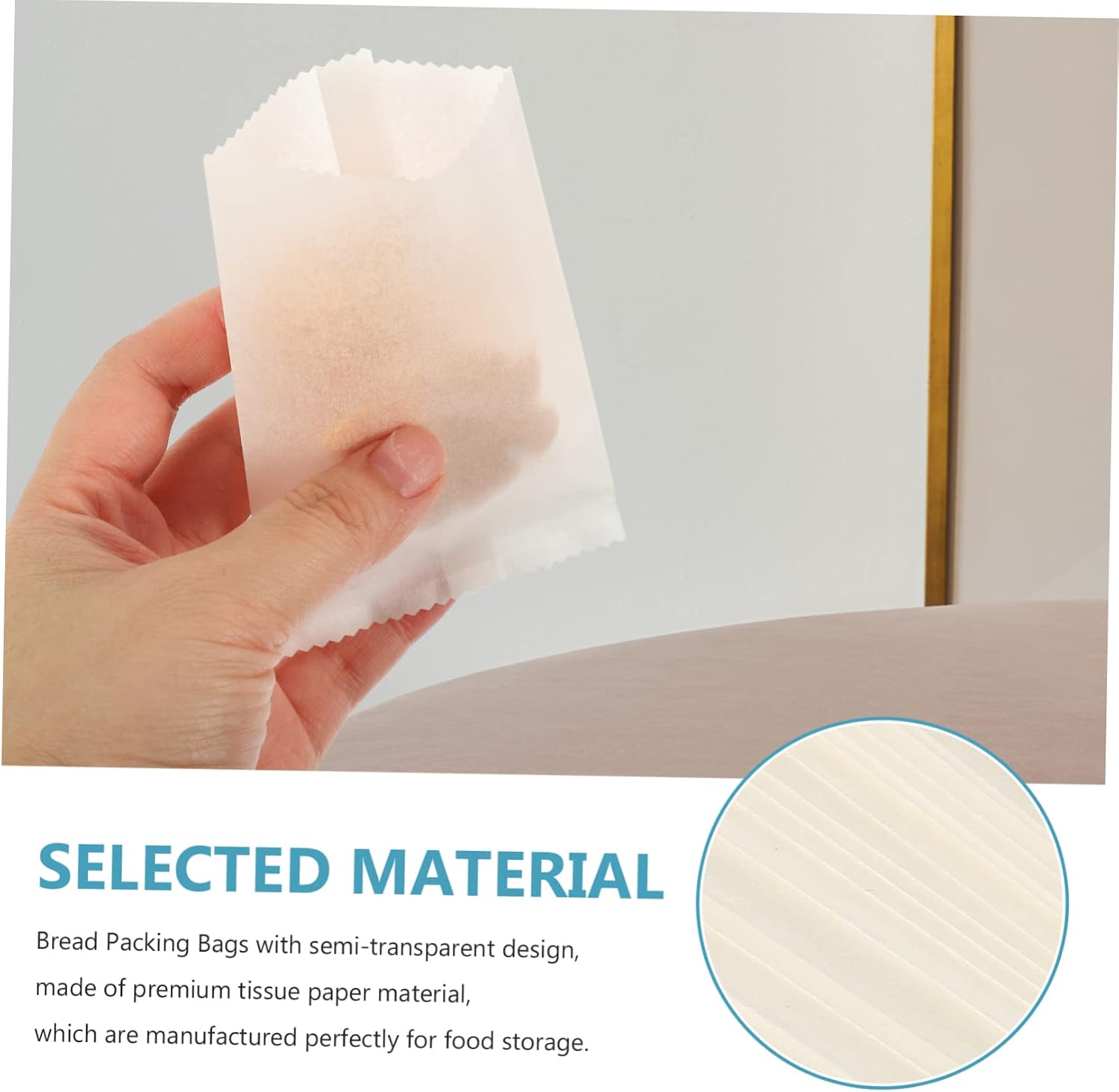 100pcs Three-side Sealed Tissue Paper Bread Bags for Dry Food