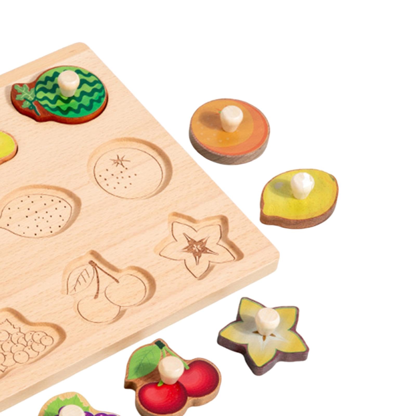 Steckpuzzle Aus Holz, Formensortierbrett, Frühkindliches Lernen, Hand Augen Koordination, Spielzeug für Babys Und Kinder Ab 3 Jahren, Obst