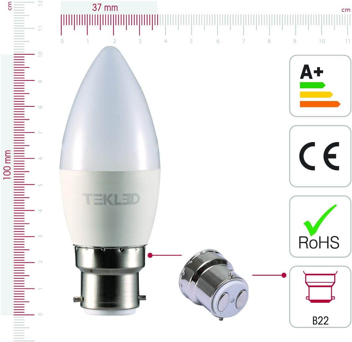 TEKLED® C37 LED Candle Bulbs, 2700k Warm White, 10 Count (Pack of 1) - Image 3