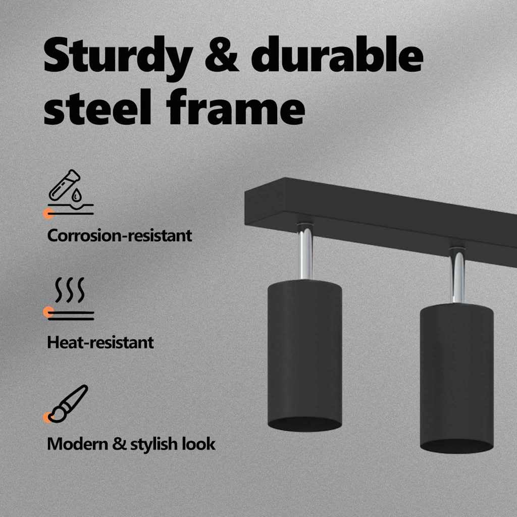 vidaXL Reflektor sufitowy Z reflektorami Czarny 73 x 6 x 16 cm Metal