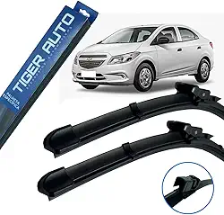 Palhetas Limpador de Para-brisa em Silicone Tiger Auto para Onix e Prisma 2013 2014 2015 2016 2017 2018 2019 Encaixe Específico Alta Durabilidade (Par)