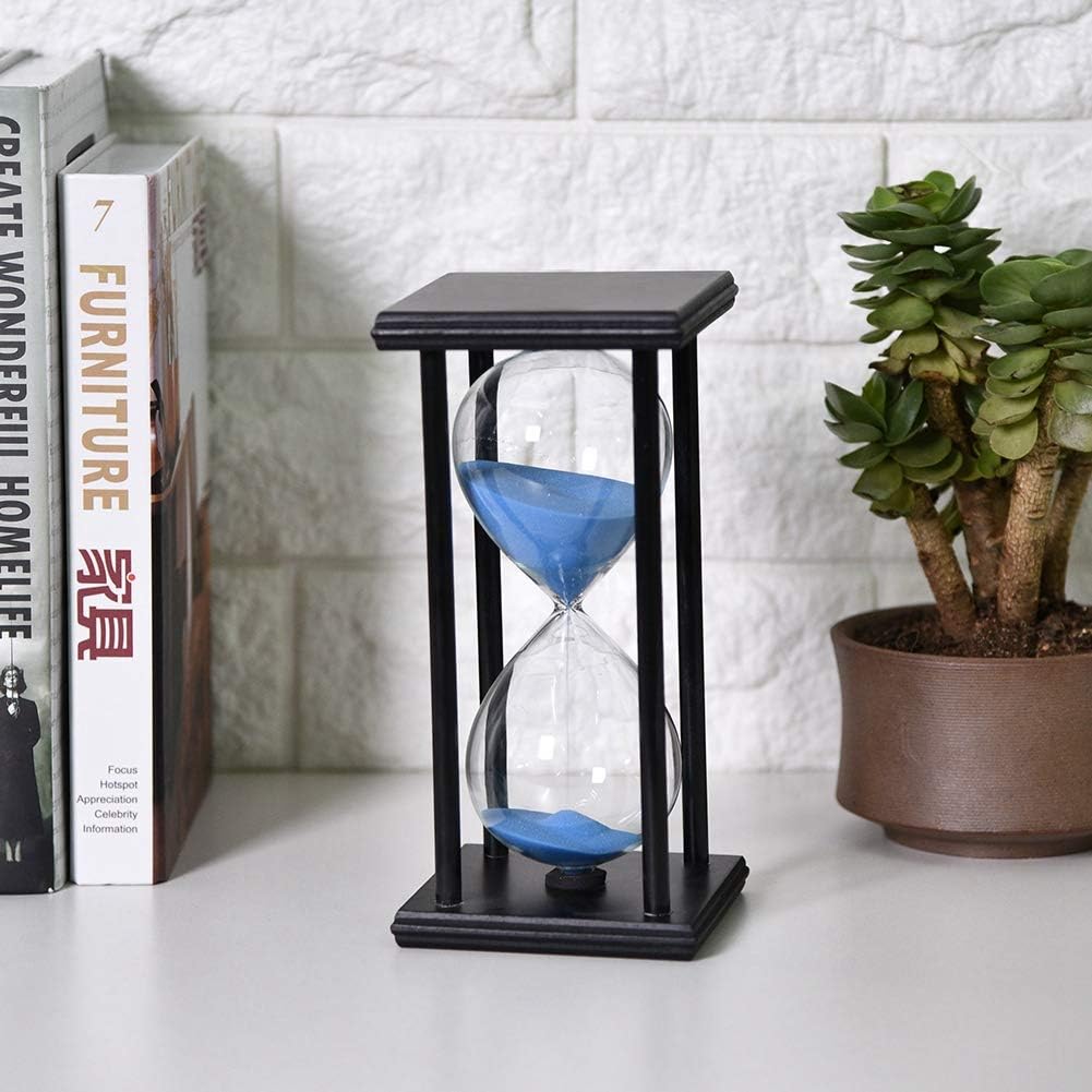 Kitchen Timers, Wood Hourglass with Blue Sand 30 Minutes Timer Clock for Home Office Desktop Decor