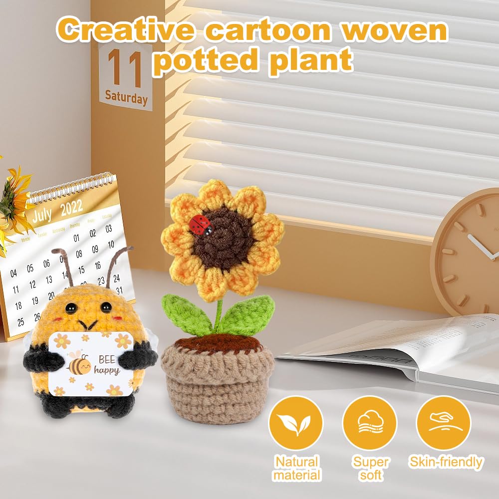 Mwmoeen Pocket Hug positivi girasoli portafortuna, regalo creativo, in lana di lana d'azzardo, regalo positivo per patate, buon regalo