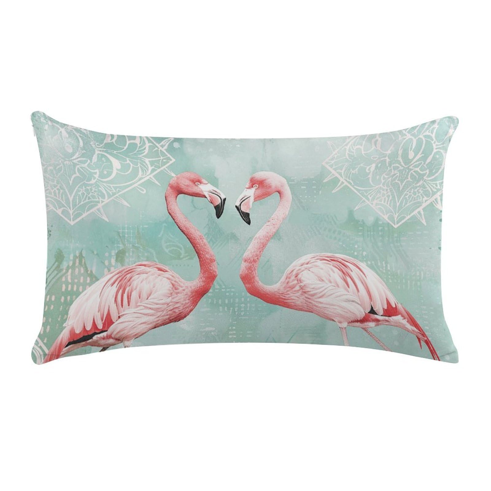 Two Peach Flamingos Pillow Cases for Sofa, Super Soft Plush Pillow Cover with Zipper, Luxury Cozy Pillow Shams for All Seasons, Lightweight Pillowcases for Bedroom, 12" X 20"