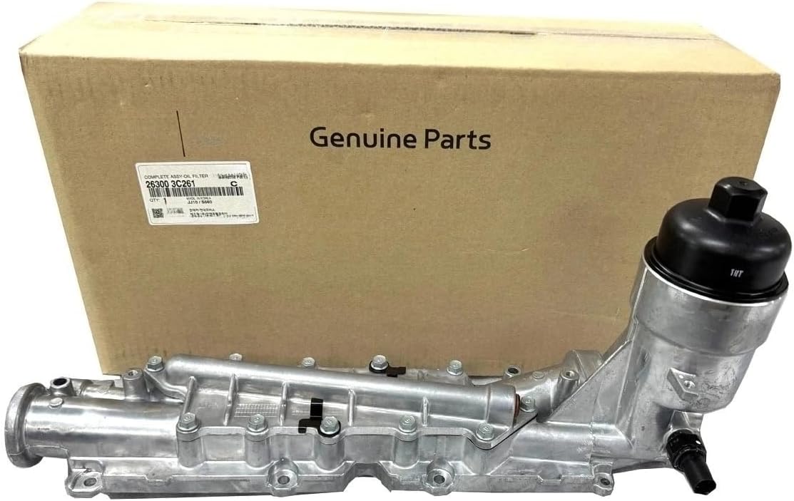 Genuine OEM 26300-3C261 Complete Oil Filter Assy / 263003C261 Compatible with Hyundai Veracruze 07~13, Kia Borrego, Mohave 07~16, Sedona & Sorento 07~13