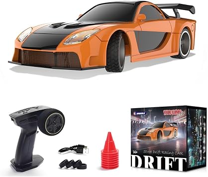 1/43 Mini RC Drift Car, 2.4GHz Full Proportional Electric Racing Drift Car with LED Lights High-Speed 15KM/H Remote Control Vehicle for Adults RTR/Gyro Version