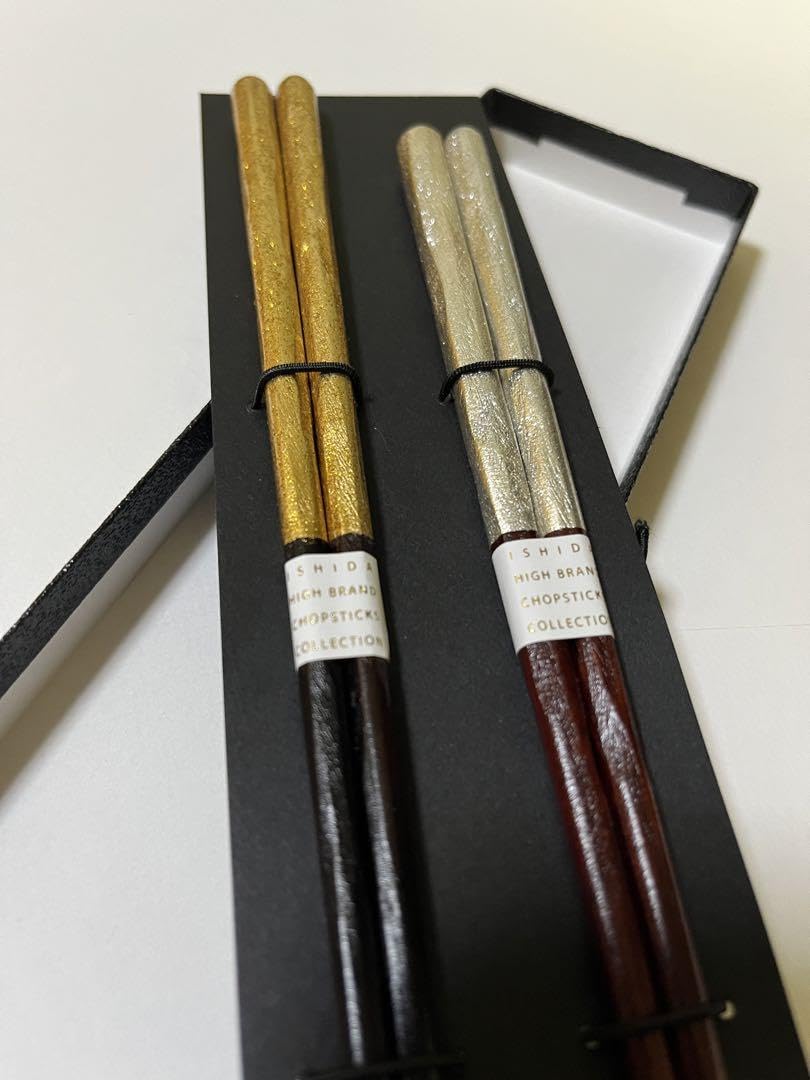 Amazon.co.jp: 最高級 金沢銀白夫婦箸 黒貼箱 ギフト 梨地白露