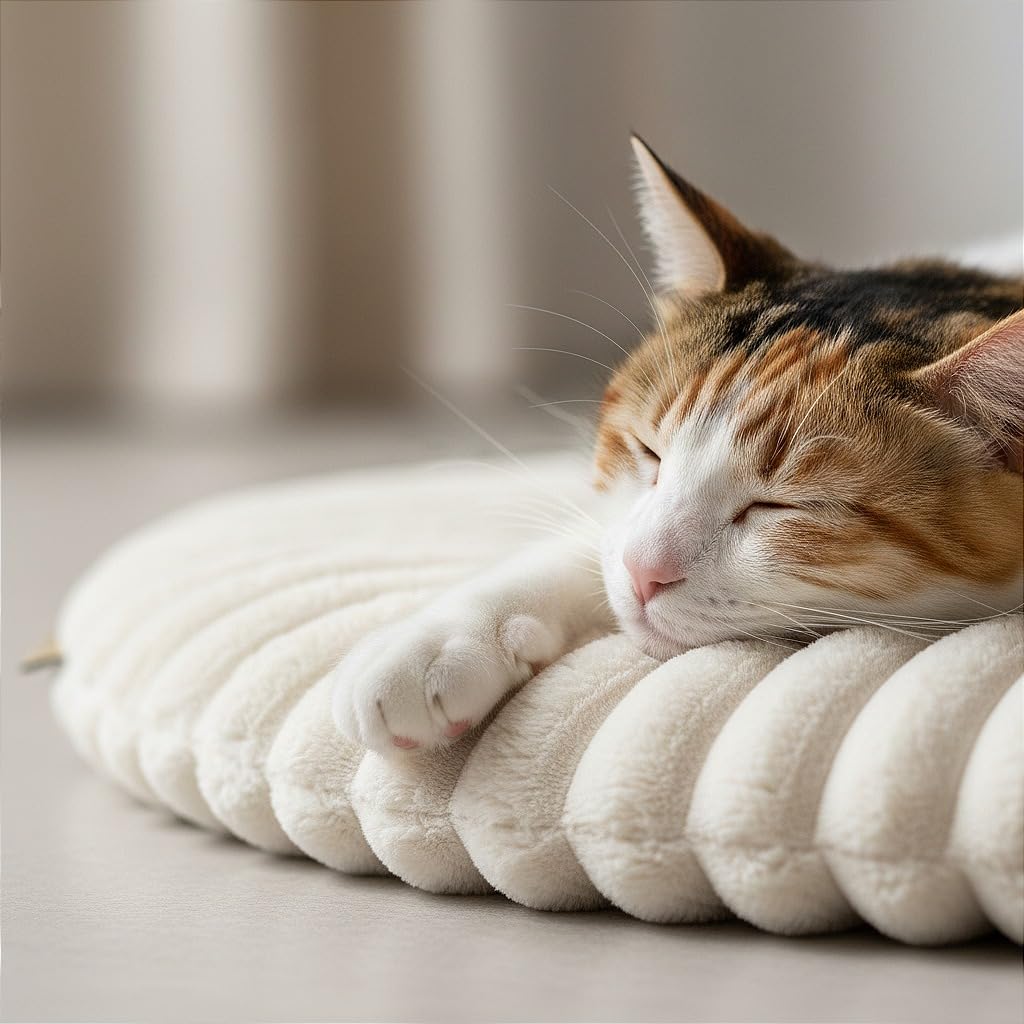 PRASKA Alfombrilla para perros o gatos grandes y pequeños, redonda, diámetro de 55 cm, cama para gatos, manta para gatos