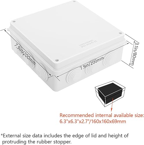 Miniatura 154 de LeMotech Caja de conexiones, plástico ABS IP55 resistente al agua y al polvo, caja eléctrica universal, caja de proyectos para exteriores e
