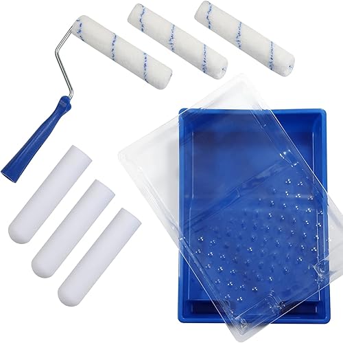 Miniatura 1 de Rodillo de pintura de espuma, juego de bandejas de rodillo de pintura de 6 pulgadas, incluye cubiertas de rodillo de microfibra, repuestos de