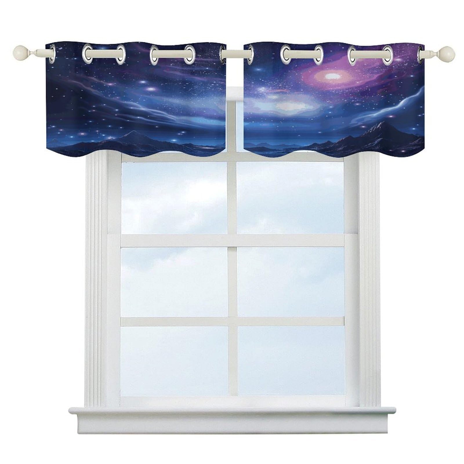 Fekiloot Style Mysterious Stars Short Curtains Valance Curtain