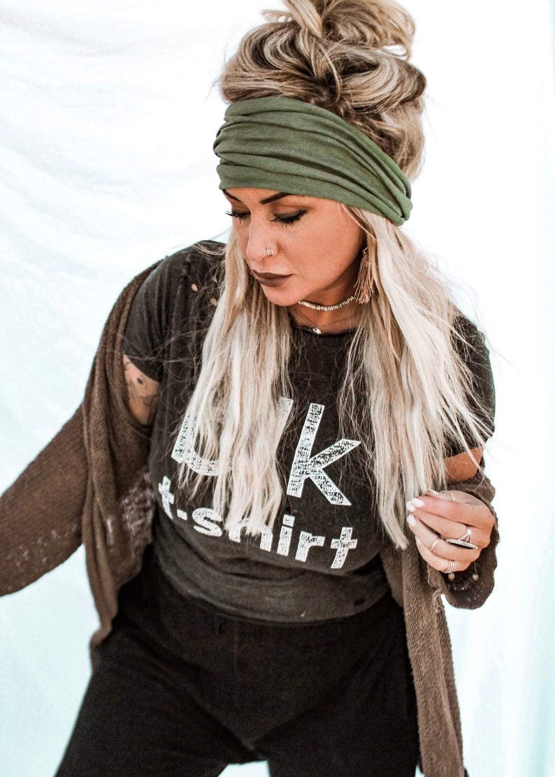 Olive Scrunch Headband, Extra Wide Headband, Turban