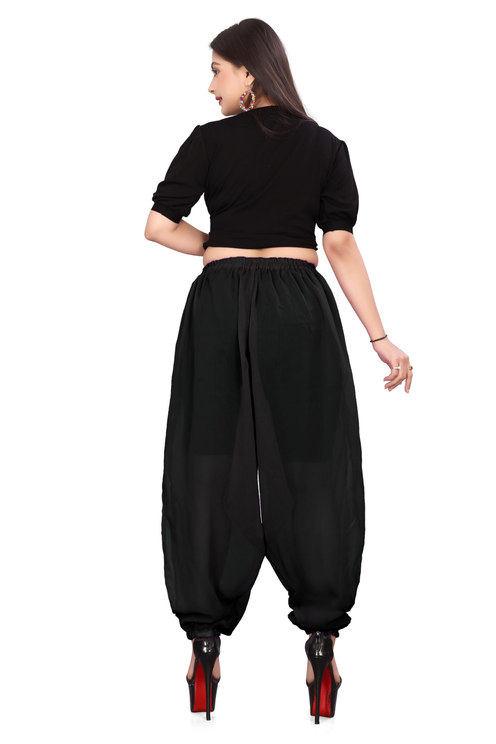 Pantalón harén de gasa con abertura lateral, para danza del vientre, largo con abertura lateral, talla única, C19