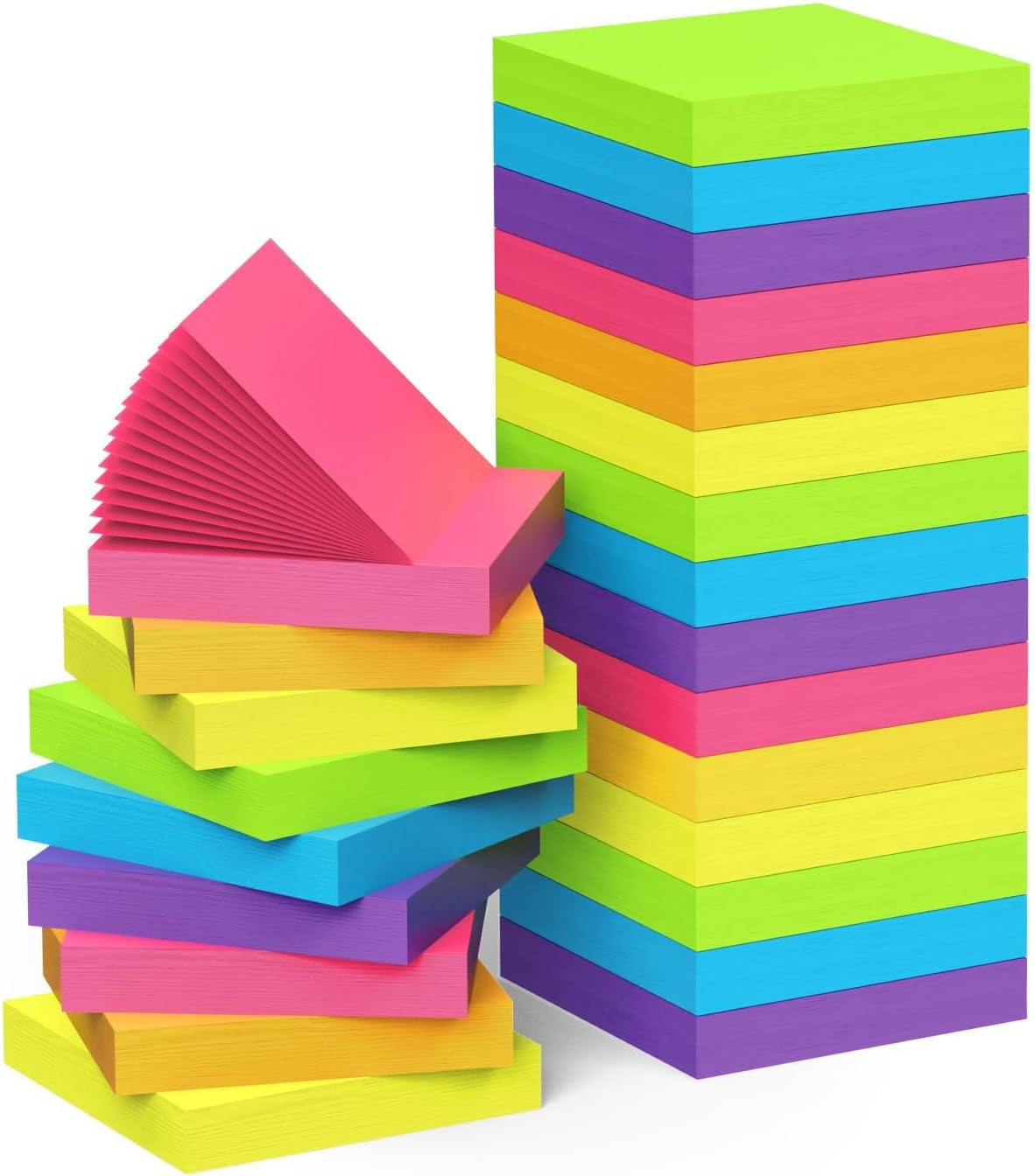 (72 Pads) Sticky Notes Bulk 3x3 Inch - 75 Sheets/Pad, 12 Assorted Colors, Easy to Post for School, Office (5400 Total Sheets)