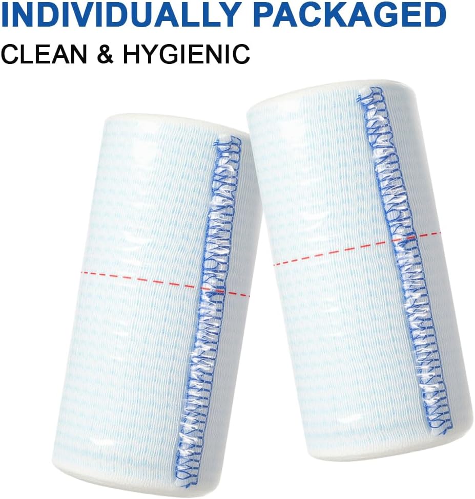 Elastic Bandage Wrap 4 Inch 6 Pack Athletic Compression Bandages Hook & Loop Fasteners for Legs Knee Support
