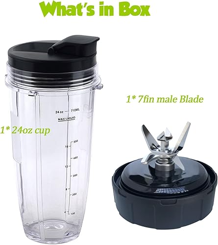 Miniatura 7 de Cuchilla de repuesto para licuadora y accesorios de vaso de 24 onzas con tapa, solo compatible con Nutri Ninja SS150, SS151, SS300, SS350, SS351,